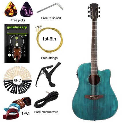 41 Inch Green Color Orange Color Acoustic Guitar High Gloss Cutway 6 String