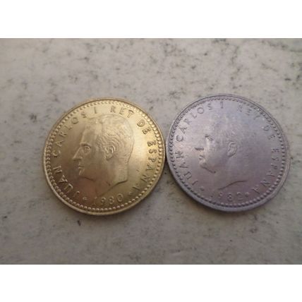 Spain - 2 different - 1 peseta coins - dated 1982