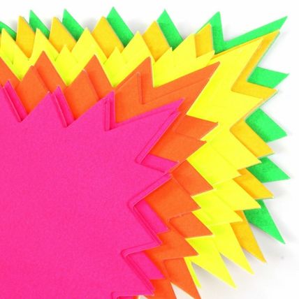120x NEON FLASH STARS Retail Market Stall Price Sale Label Tag Shop Display Note