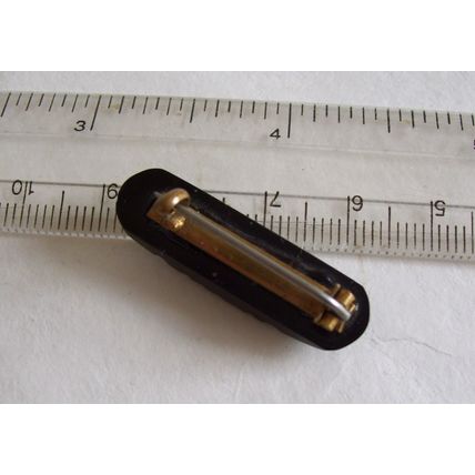 Vintage Bakelite Brooch Art Deco Faux Jet Black Geometric Pin Simichrome Tested