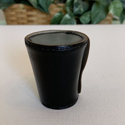 4 VINTAGE Metal German Nesting Shot Glasses Cups Set Black Leather Travel Case