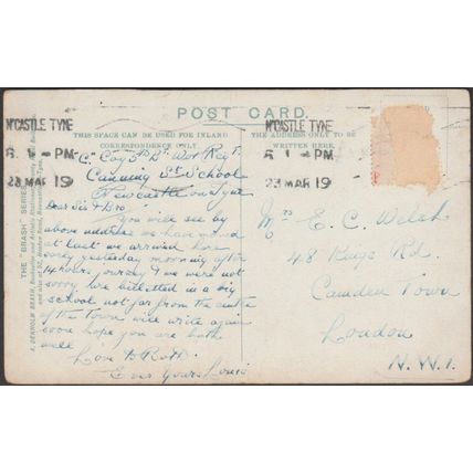 Wesleyan Church, Jesmond, Newcastle, 1919 - Denholm Brash Postcard