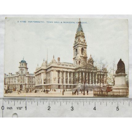 George V postcard Portsmouth Town Hall & Municipal College