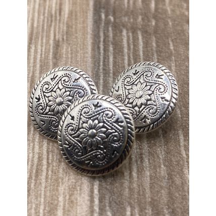 15mm Shank Buttons Antique Silver Flower Metal Sewing Coat Jacket Replace