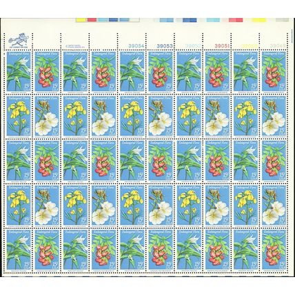 Endangered Flora, Trillium Sheet of Fifty 15 Cent Postage Stamps Scott 1783-86a