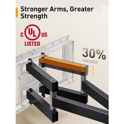 Perlegear UL Listed Full Motion TV Wall Mount for 42-85 Inch Tvs up to 132 Lbs,