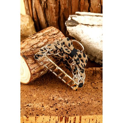 Camel Leopard Print Bow Decor Alloy Hair Claw Clip