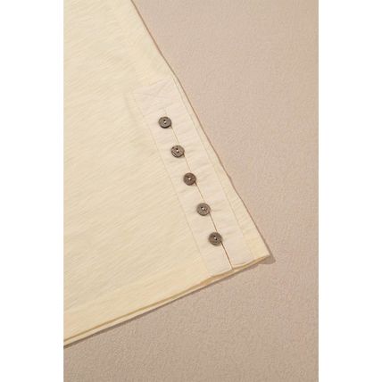 Beige Solid Color Tank Top and Smocked Waist Pants Set