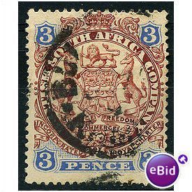 Rhodesia 1896 SG31 3d Chocolate & Ultramarine Fine Used