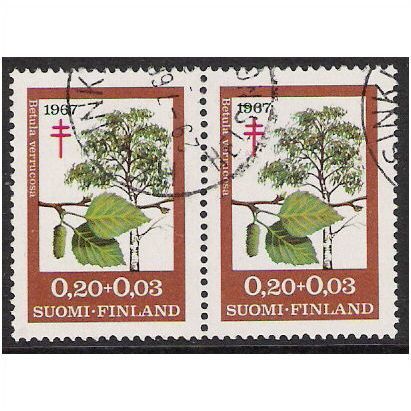 Mi 623 x 2: 20 p. + 3p. Anti-tuberculosis Fund: Trees: Birch (Betula pendola)