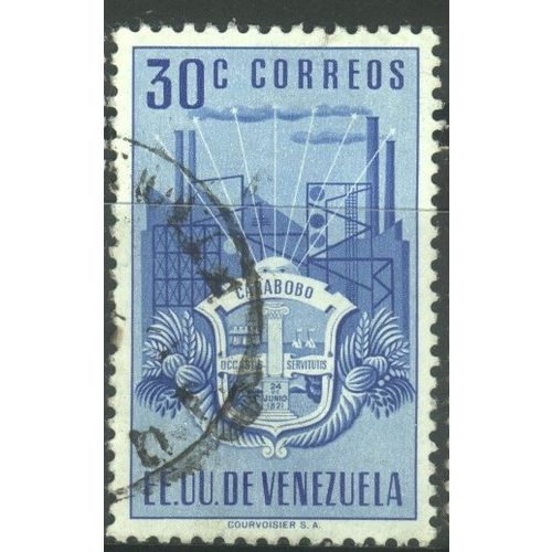 Venezuela 1951 - SG975 - 30c blue - Arms issue - State of Carabobo - used