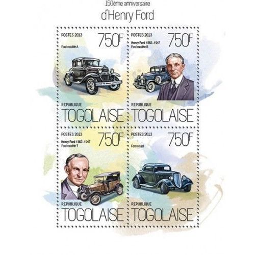 TOGO 2013 SHEET MNH HENRY FORD CARS COCHES AUTOS 8