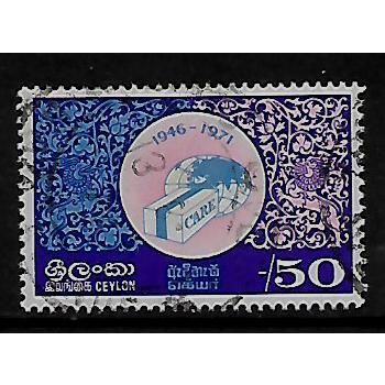 CEYLON 1971 50c GLOBE AND CARE PACKAGE SG 588 FINE USED