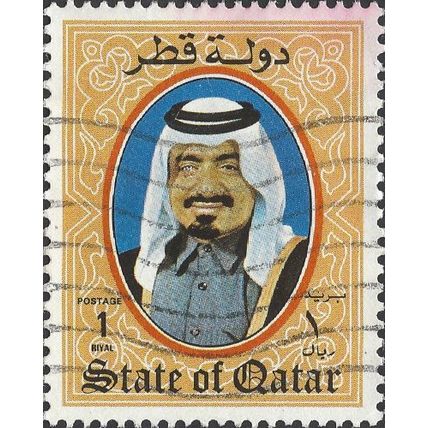 QATAR, Sheikh Khalifa bin Hamed Al-Thani, blue 1984, 1riyal