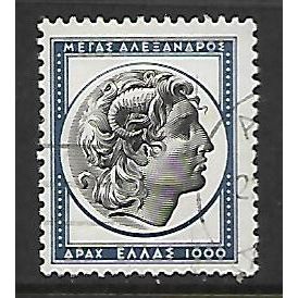 GREECE 1954 GREEK ART 1000D BLACK & BLUE ALEXANDER THE GREAT SG718 FINE USED