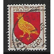 FRANCE 1954 PROVINCIAL COAT OF ARMS 3F AUNIS SG 1230 FINE USED#