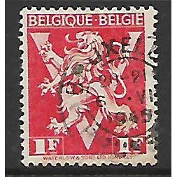 BELGIUM 1944 LION RAMPANT 1F RED SG 1068B FINE USED#
