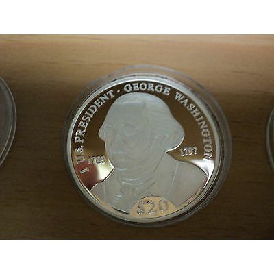 Two American Mint $20 Silver Coins Franklin Roosevelt and George Washington