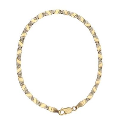 Fancy Mirror Valentino Multi Tone 7 In Ladies chain Bracelet New Real 14K Gold