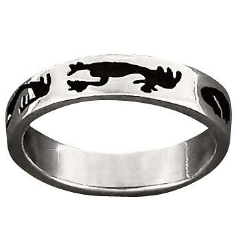Sterling Silver Tribal Symbol 4mm Band Ring.