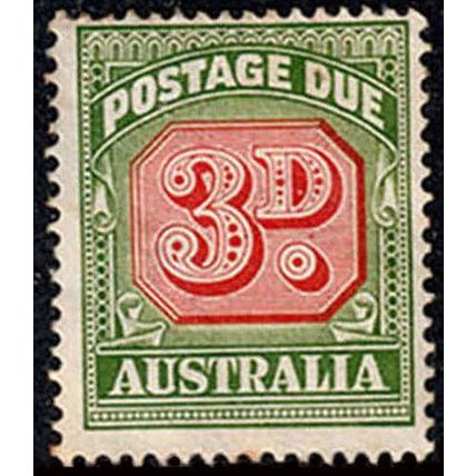 Australia 1958 Postage Due 3D Used Stamp No. wmk