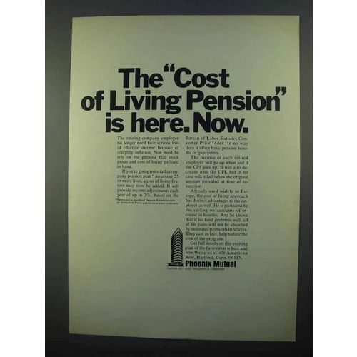 1968 Phoenix Mutual Ad - Cost Of Living Pension Now