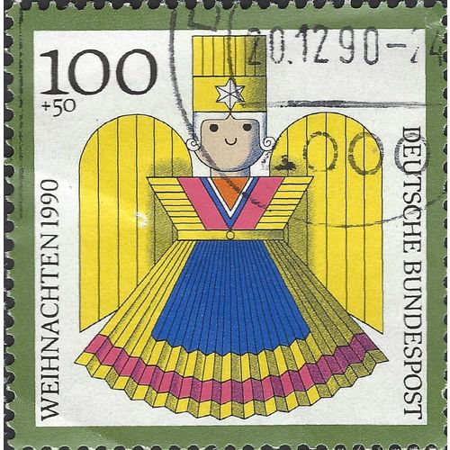 GERMANY, CHRISTMAS, Angel decoration, yellow to violet 1990, 100+50pf