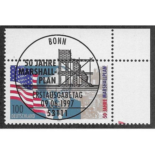GER 1997 100pf '50TH ANN OF MARSHALL PLAN (CORNER MARGIN) FINE USED (EBID53-875)