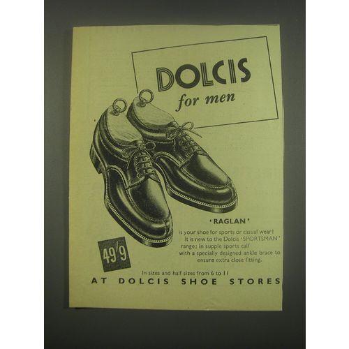 1949 Dolcis Raglan Shoes Ad - Dolcis for Men
