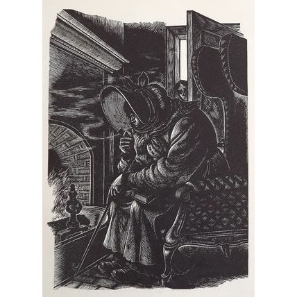 Antique Fritz Eichenberg Engraving Print Jane Eyre Bronte Art Decor Old Crone