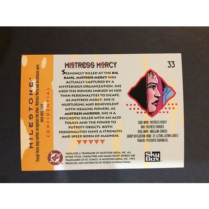 Milestone: The Dakota Universe trading card #33 (Mistress Mercy)