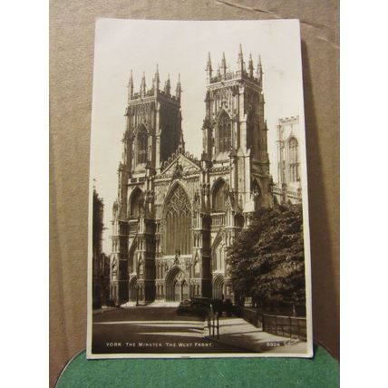 WEST FRONT, YORK MINSTER used vintage postcard RP by Walter Scott 1931 pm