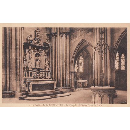 Cathedral De Coutances La Chapelle De Notre Dame De Paris Statue Postcard