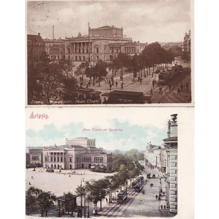 Leipzig Neues Theater German Old 2x Postcard s
