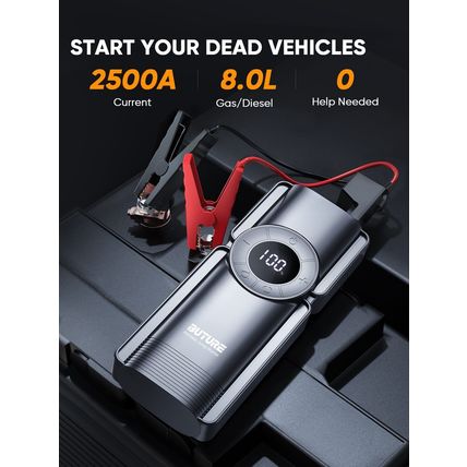Buture Car Battery Jump Starter 2500A 150PSI Air Compressor 20000mAh Power Bank
