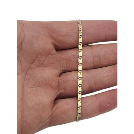 Fancy Mirror Valentino Multi Tone 7 In Ladies chain Bracelet New Real 14K Gold