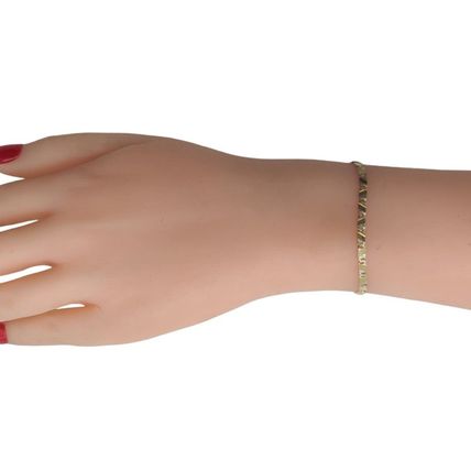 Fancy Mirror Valentino Multi Tone 7 In Ladies chain Bracelet New Real 14K Gold