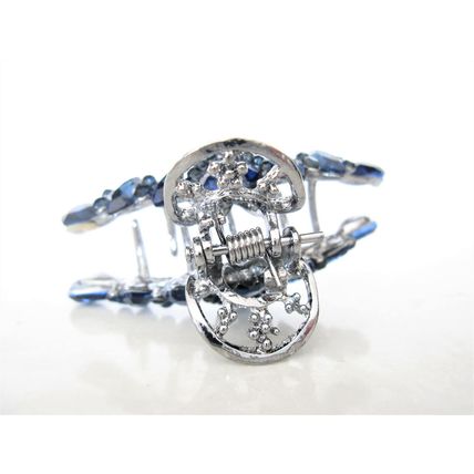 Medium silver metal heart crystal hair claw clip bridal clip medium/fine hair