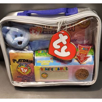 HTF TY BEANIE BABY CLUBBY II 2 BEAR~NEW~PLATINUM MEMBER KIT W/ CARDS & GOLD COIN
