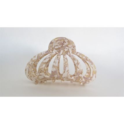 Large beige tan creme white marbled hair claw clip for thick hair