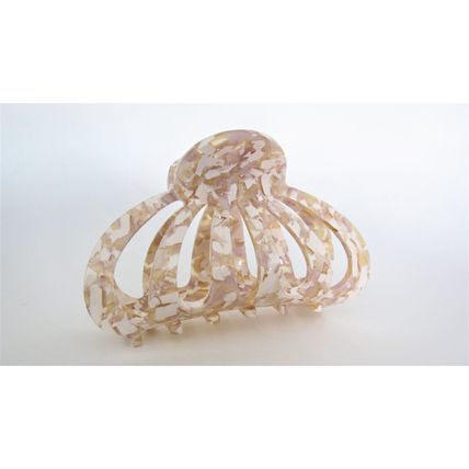 Large beige tan creme white marbled hair claw clip for thick hair