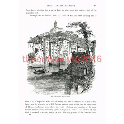 Capitoline Hill, from the Tiber, Rome, Italy, Book Illustration (Print), c1875