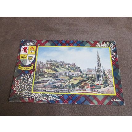 Clan MacDonald Tartan Postcard - Edinburgh Castle & Gallery - A2409