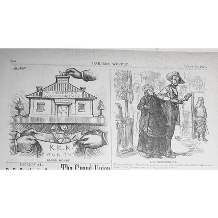 "Blood Money" By Thomas Nast. Harper's Weekly June 17, 1876 [African American]