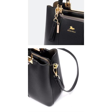 Women Faux Leather Medium Large Tote Satchel Shoulder Purse Handbag Black
