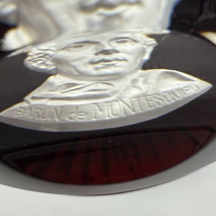 Baccarat France Franklin Mint Crystal Paperweight Adams Rousseau Jefferson Cameo