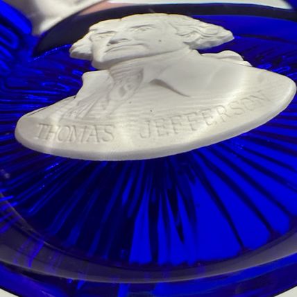 Baccarat France Franklin Mint Crystal Paperweight Adams Rousseau Jefferson Cameo