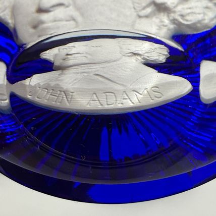 Baccarat France Franklin Mint Crystal Paperweight Adams Rousseau Jefferson Cameo