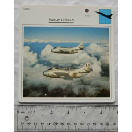 Saab 29 Tunnen - Sweden - Fighter - Collectors Club Card