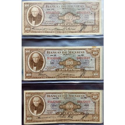 Mexico American Banknote Company Antique Set of 70 different Banknotes 1948-1978